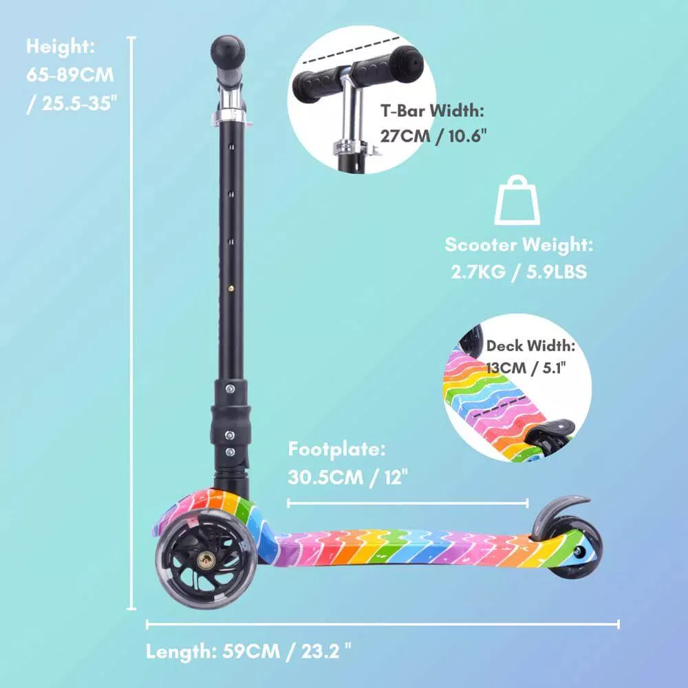 BOLDCUBE - Rainbow Waves - 3 Wheel Scooter